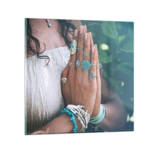 Quadro em vidro - Bem-vindo ao centro do ser - 30x30 cm