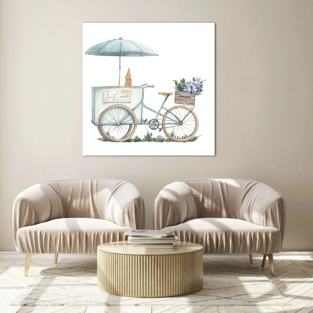 Quadro em vidro - Doce lembrança do verão - 30x30 cm