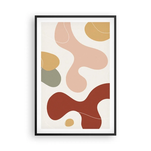 Pôster com moldura preta - Ziguezagues ornamentais - 61x91 cm