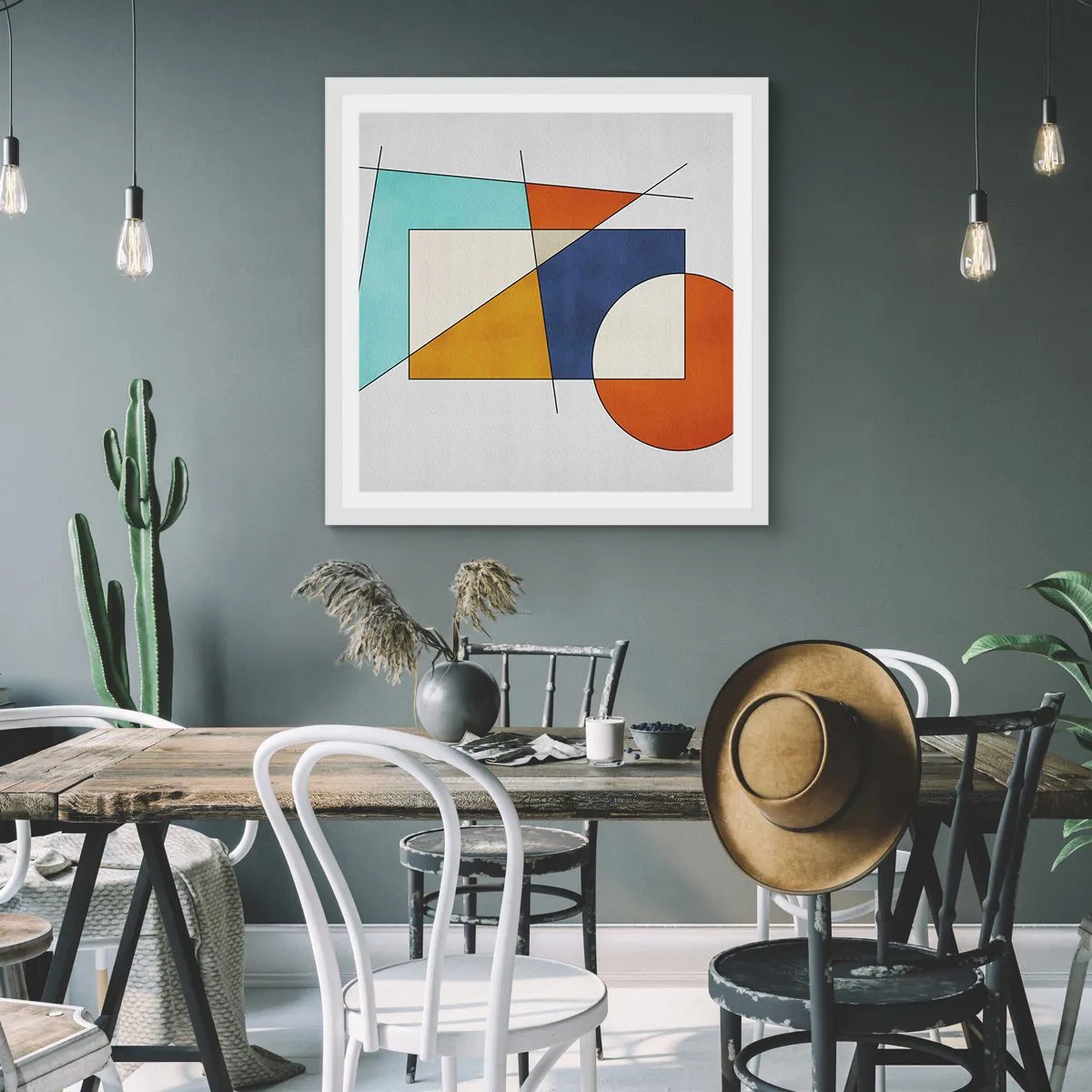 Pôster em moldura branca - Abstração: diversão modernista - 30x30 cm