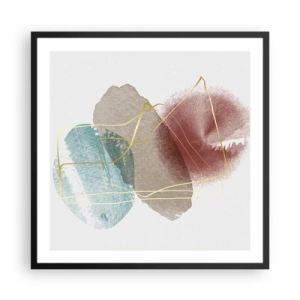 Pôster com moldura preta - Corais espaciais - 60x60 cm