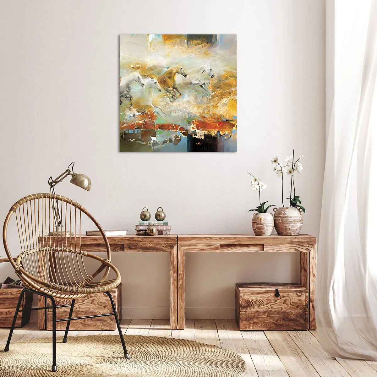 Quadro em tela - A galope através da luz - 50x50 cm