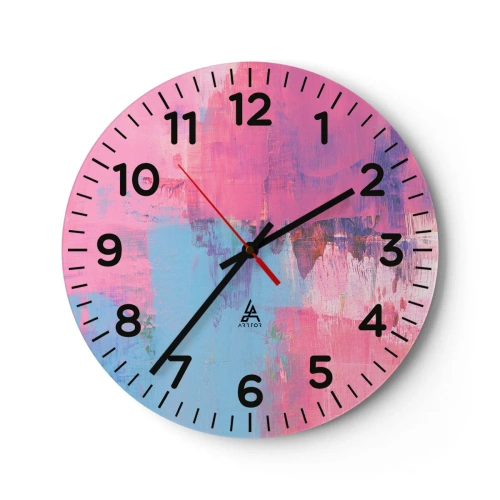 Relógio de parede - Relógio em vidro - Rosa, azul e uma pitada de luz - 30x30 cm