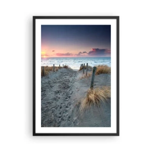 Pôster com moldura preta - Caminho da praia ao pôr do sol com vista para o mar - 50x70cm - Derramou um arco-íris de esplendor radiante.... - Decoração de parede moderna para a sala de estar e quarto ARTTOR