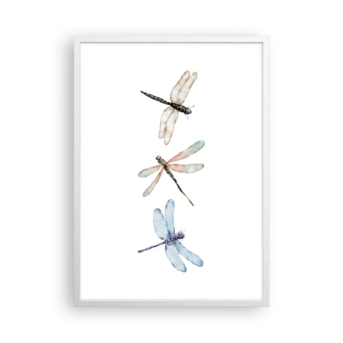 Pôster em moldura branca - Libélulas sem peso - 50x70 cm