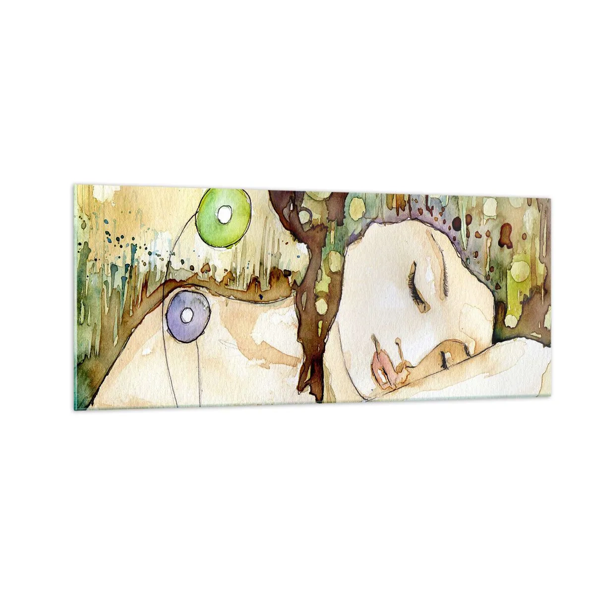 Quadro em vidro - Um sonho Violeta Esmeralda - 100x40 cm