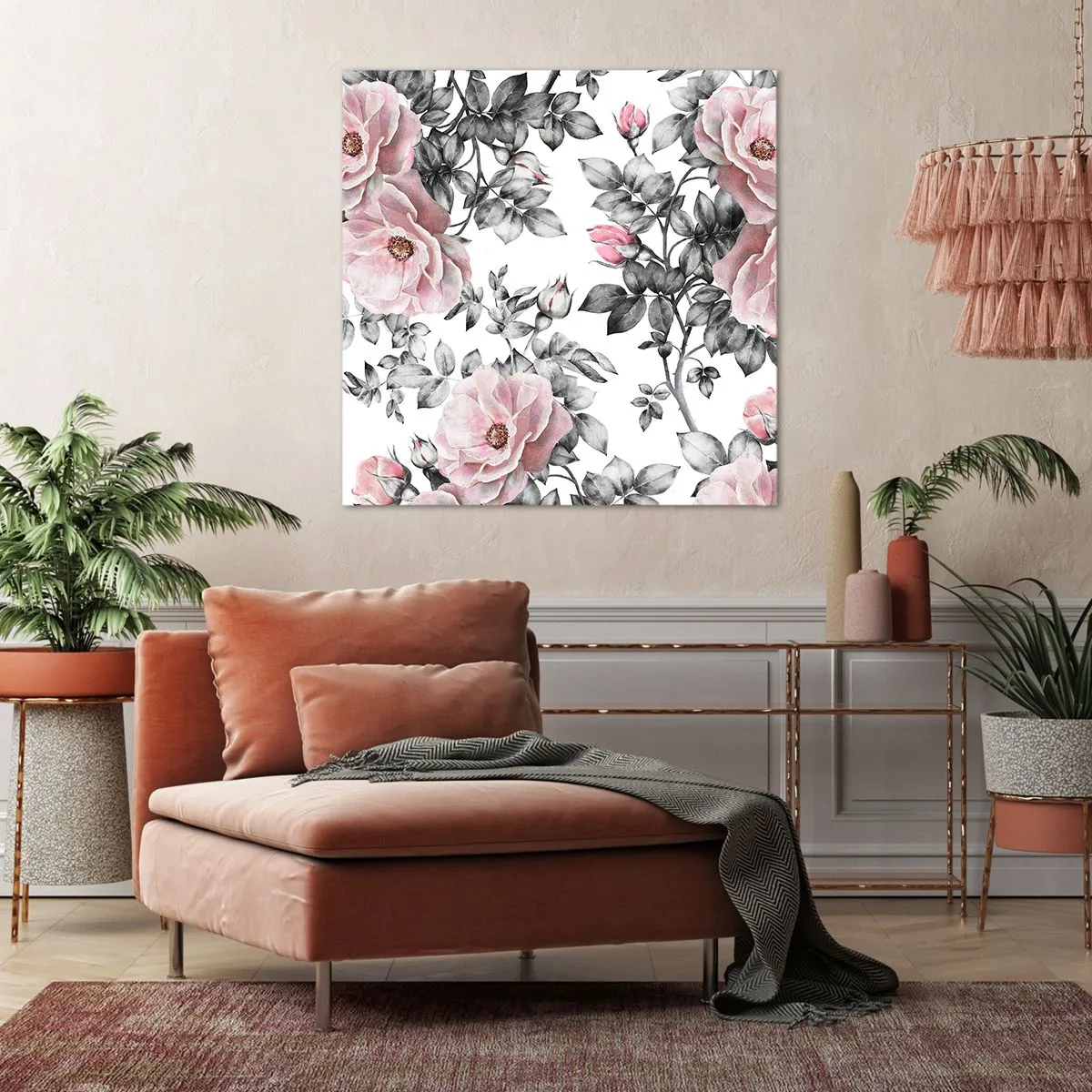 Quadro em tela - Perder-se nas rosas - 70x70 cm