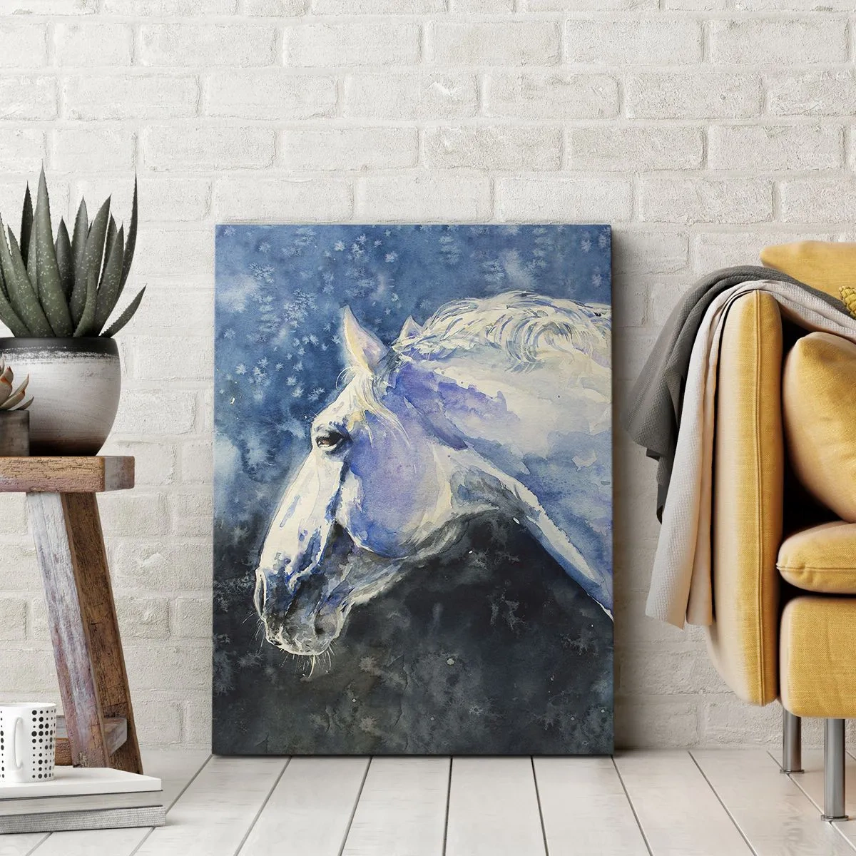 Quadro em tela - Retrato com um brilho azul - 50x70 cm