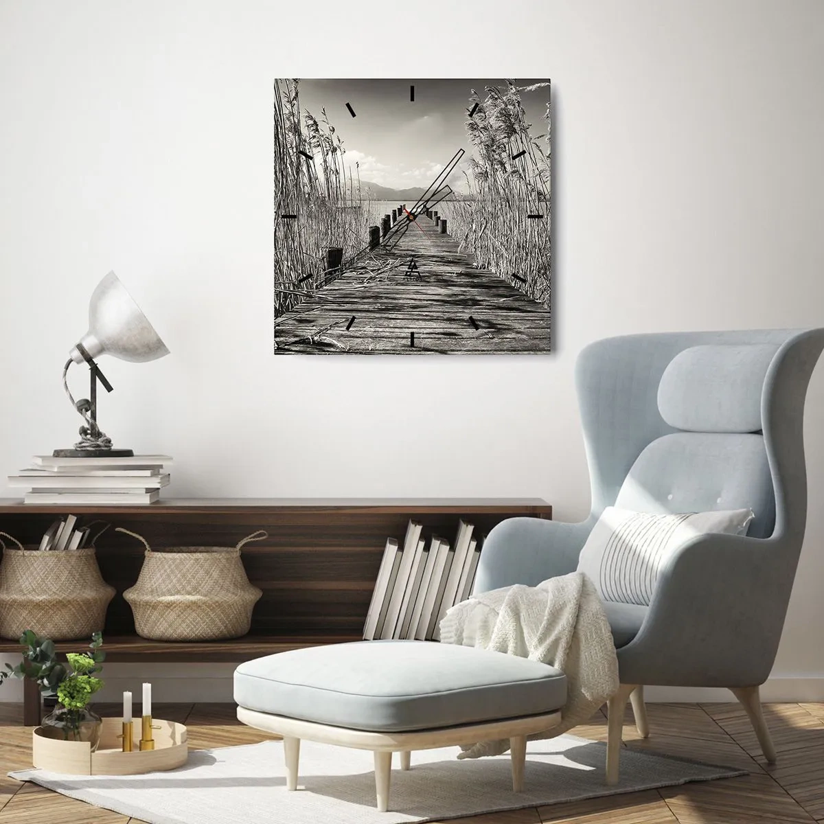 Relógio de parede - Relógio em vidro - No silêncio da relva - 30x30 cm