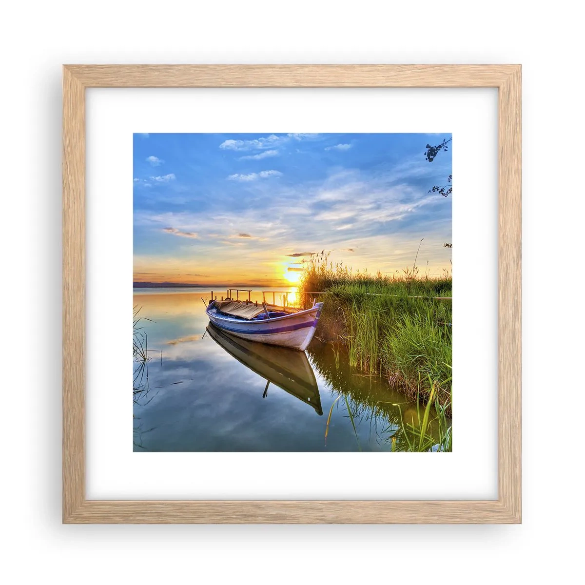 Pôster com moldura de carvalho claro - Enseada de sonhos realizados - 30x30 cm