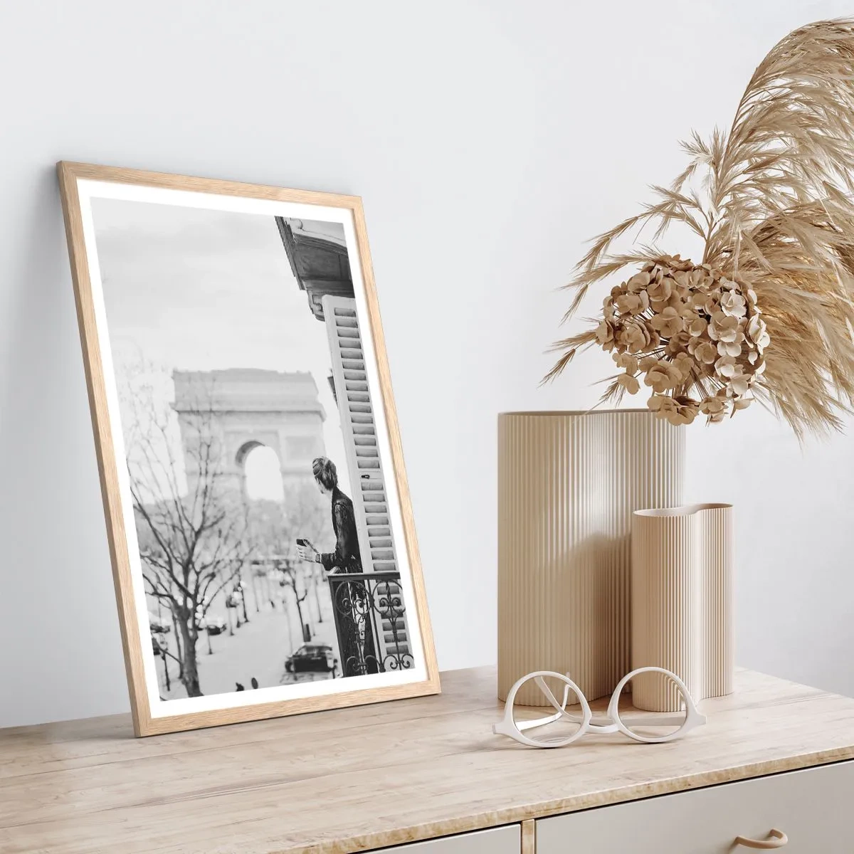 Pôster com moldura de carvalho claro - Quarto com vista - 40x50 cm