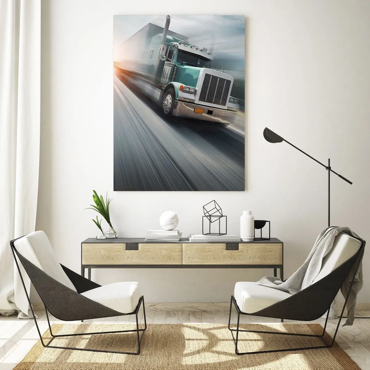 Quadro em vidro - Gigante americano com pressa - 80x120 cm