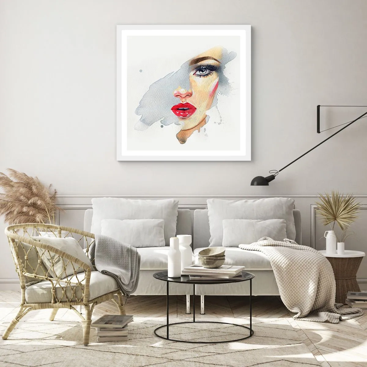 Pôster em moldura branca - Reflexão numa gota de água - 40x40 cm