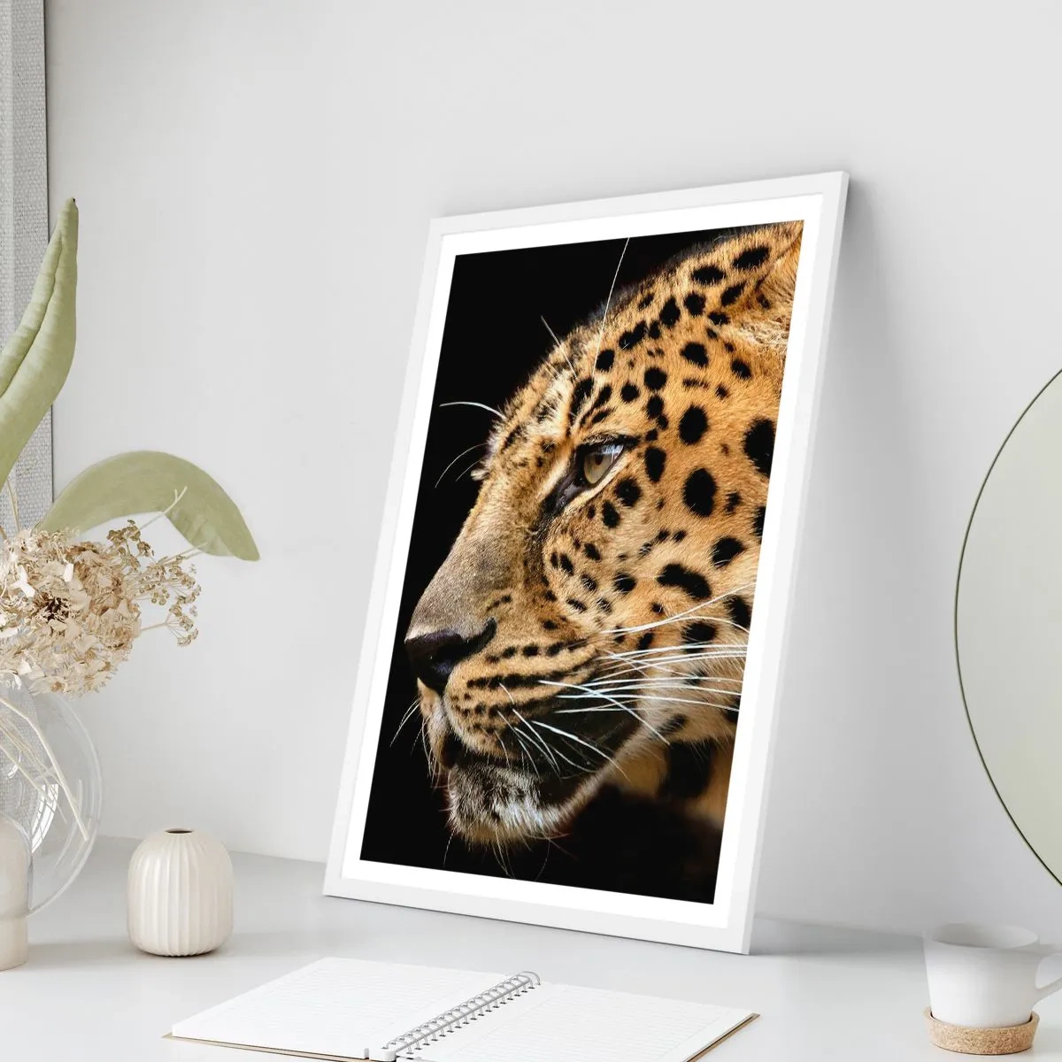 Pôster em moldura branca - Calmo, focado, pronto - 50x70 cm