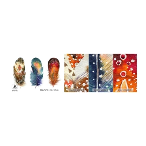 Amostra de papel de parede autocolante Deluxe Sticker - Rituais, ritos, mistérios - Pena de ave, Pássaro, Abstração - 100x30 cm