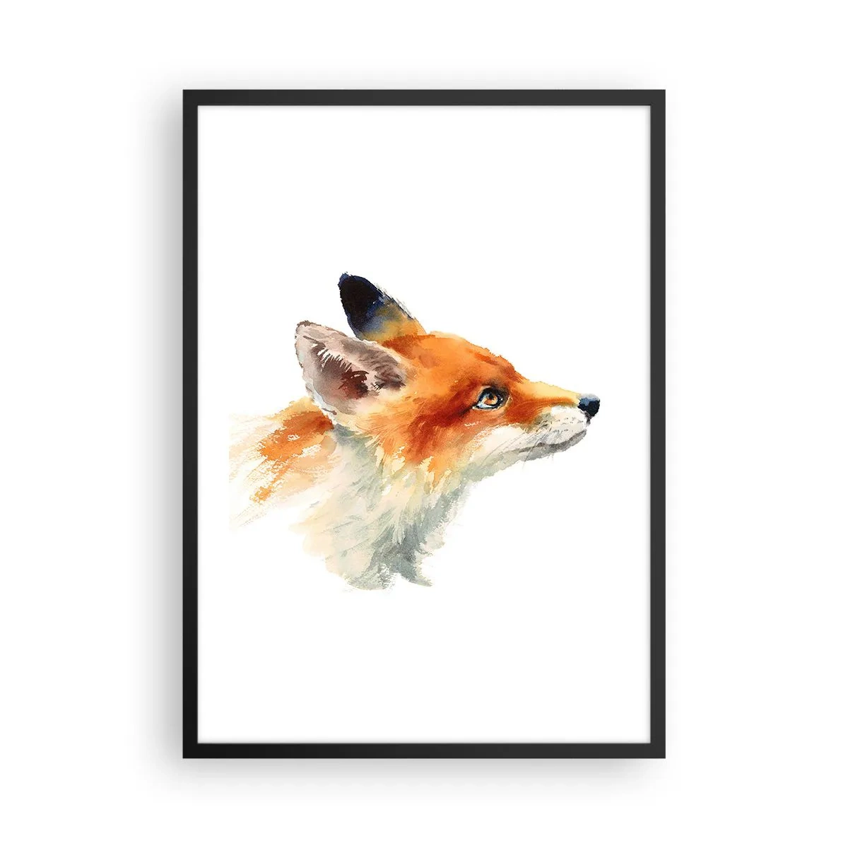 Pôster com moldura preta - Retrato em aquarela de uma raposa vermelha - 50x70cm - Nunca é demais ter cuidado - Decoração de parede moderna para a sala de estar e quarto ARTTOR