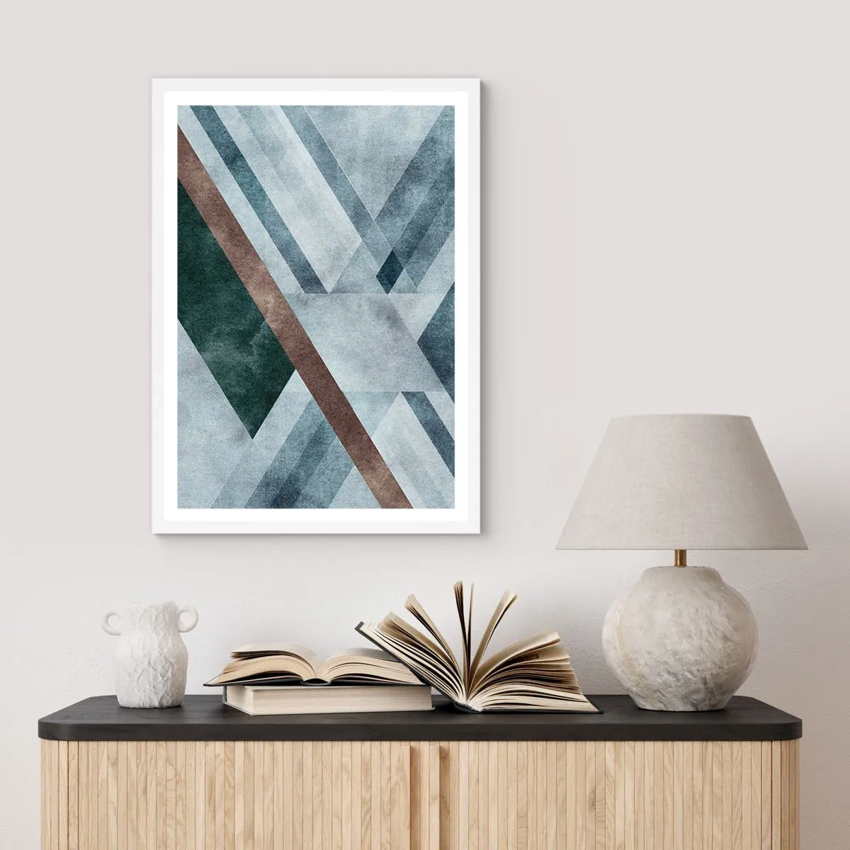 Pôster em moldura branca - Elegância sofisticada da geometria - 50x70 cm