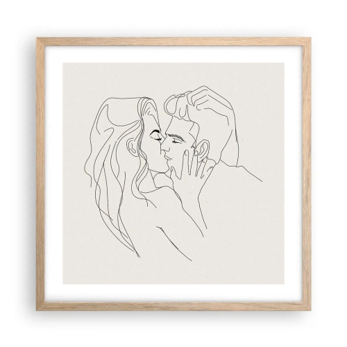 Pôster com moldura de carvalho claro - Emaranhados pelo sentimento - 50x50 cm
