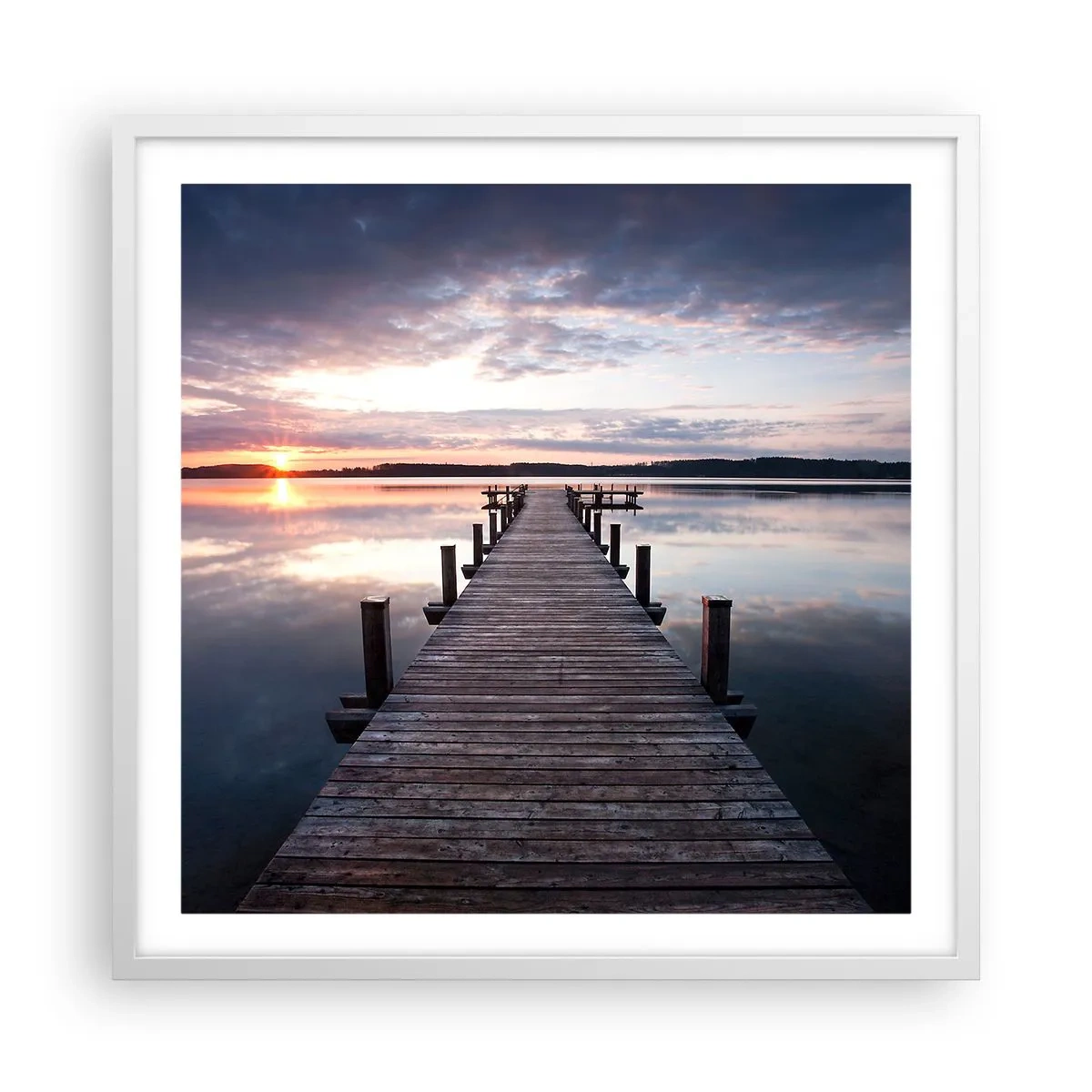 Pôster em moldura branca - A tranquila fronteira do dia e da noite - 60x60 cm