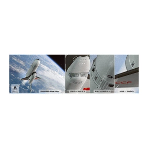 Amostra de papel de parede Premium Canvas - Ascensão cósmica - Cosmos, Sputnik, Um foguete espacial - 100x30 cm