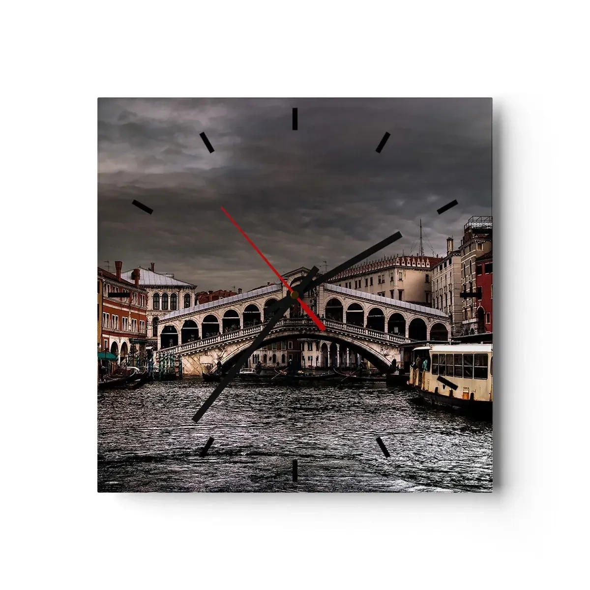 Relógio de parede - Relógio em vidro - A promessa de uma noite em Veneza - 40x40 cm