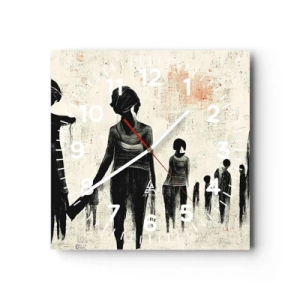 Relógio de parede - Relógio em vidro - Contra a solidão - 30x30 cm