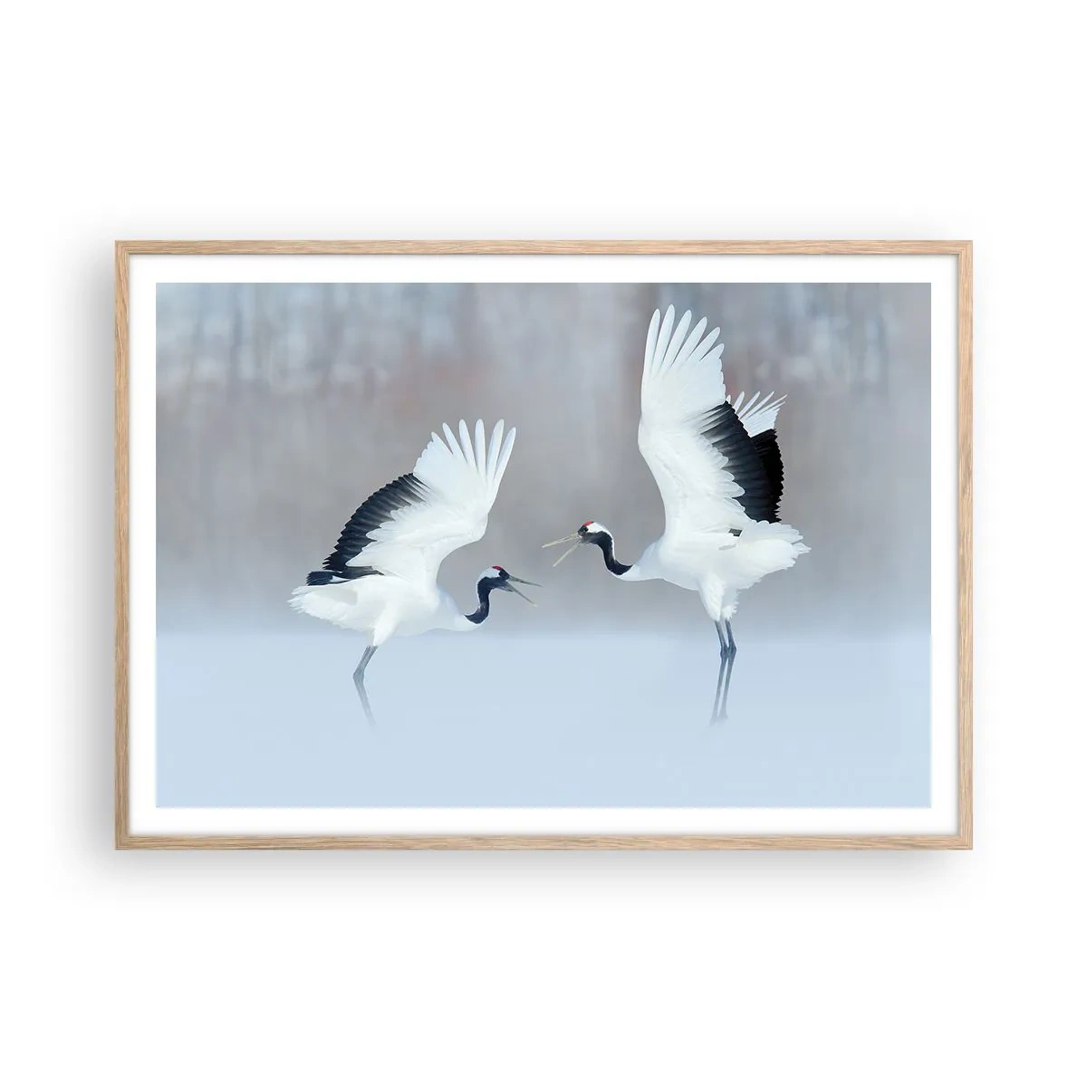 Pôster com moldura de carvalho claro - Dança no nevoeiro - 100x70 cm