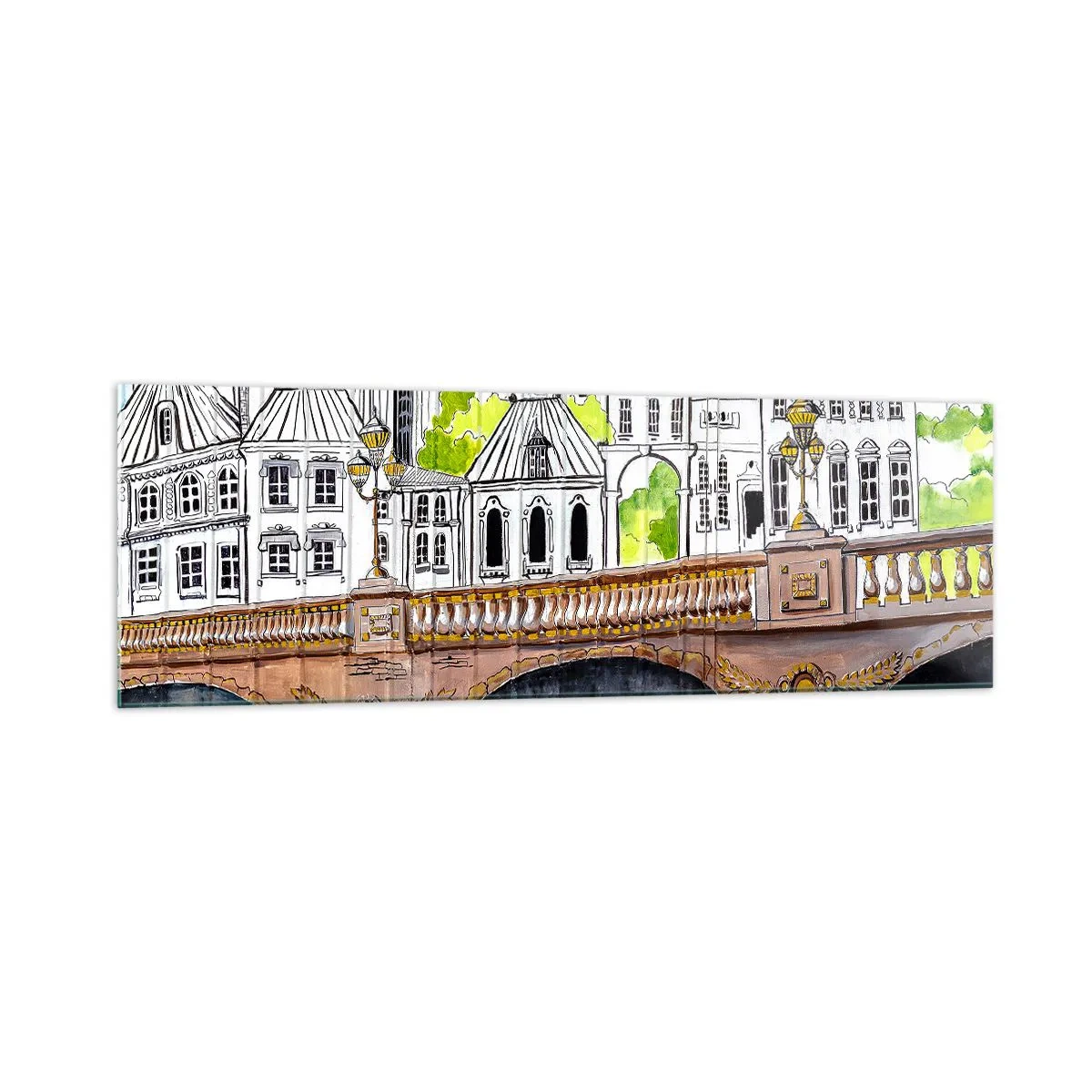 Quadro em vidro - Cidade pintada - 160x50 cm
