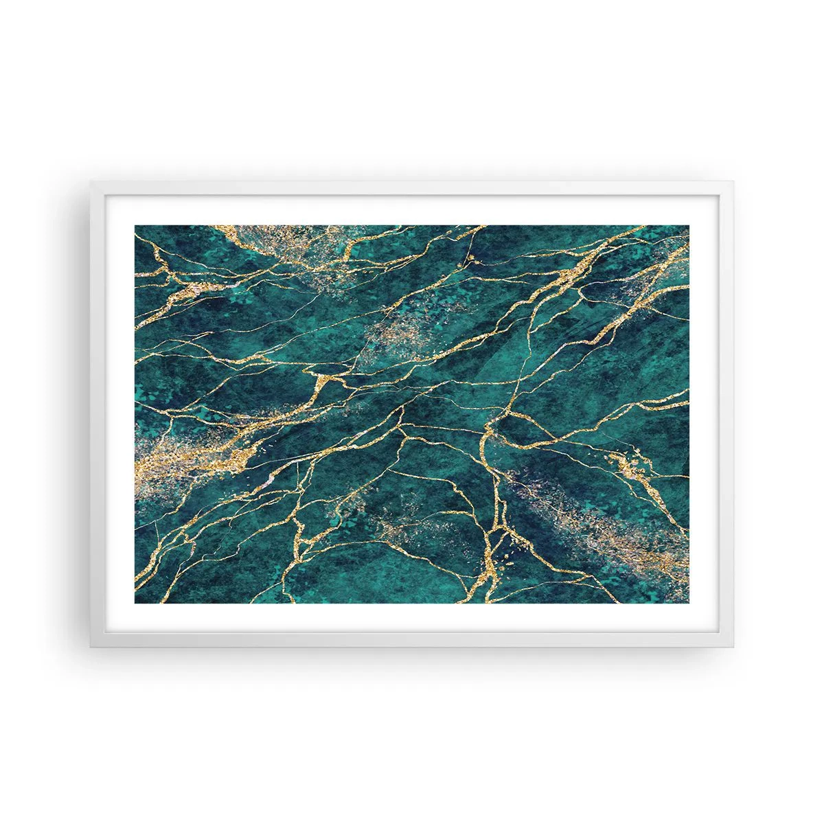 Pôster em moldura branca - Veia dourada - 70x50 cm