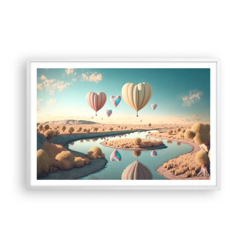 Pôster em moldura branca - O amor permite se reerguer - 91x61 cm