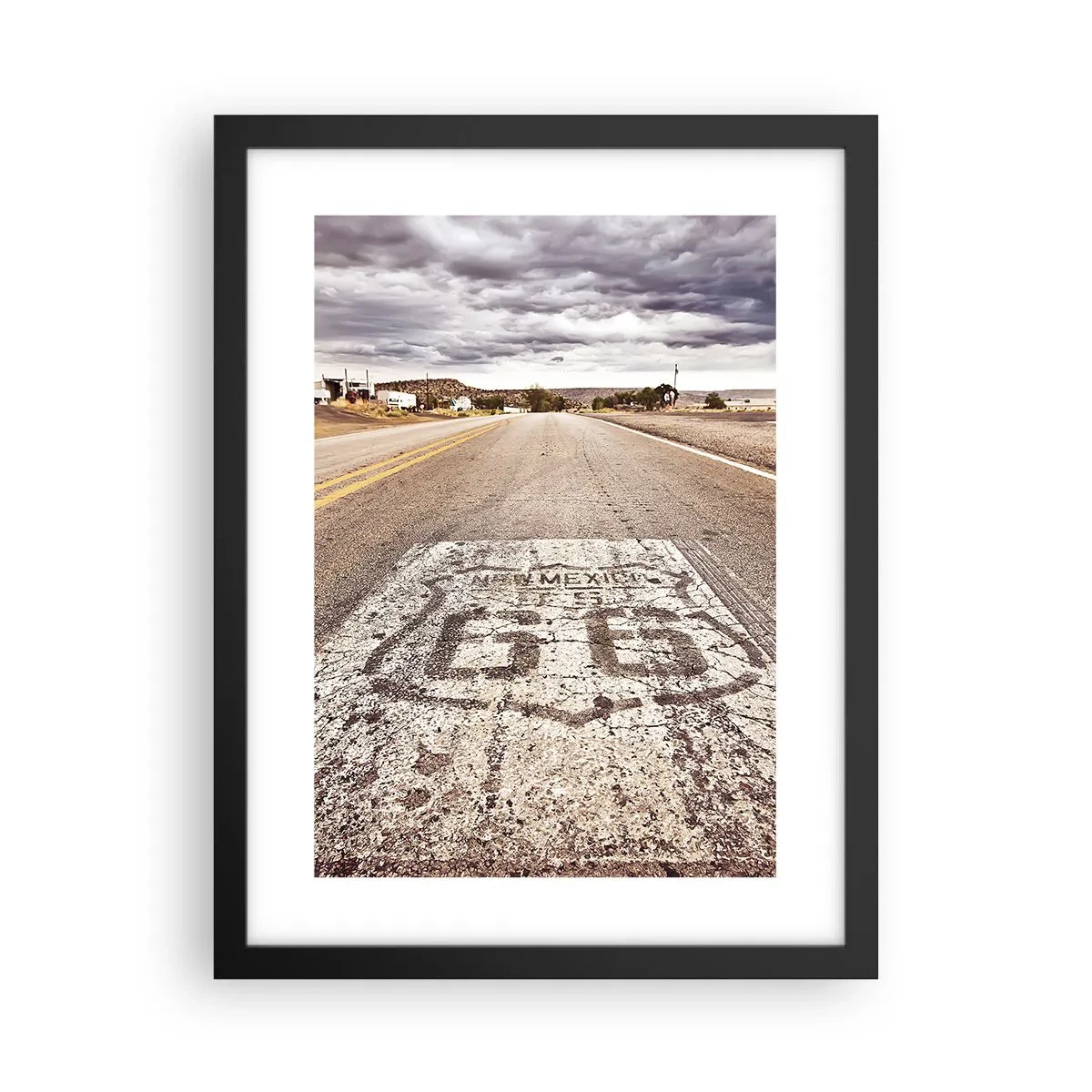 Pôster com moldura preta - Mother Road - uma lenda americana - 30x40 cm