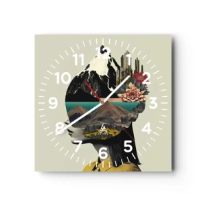 Relógio de parede - Relógio em vidro - Mulher – sempre um mistério - 40x40 cm