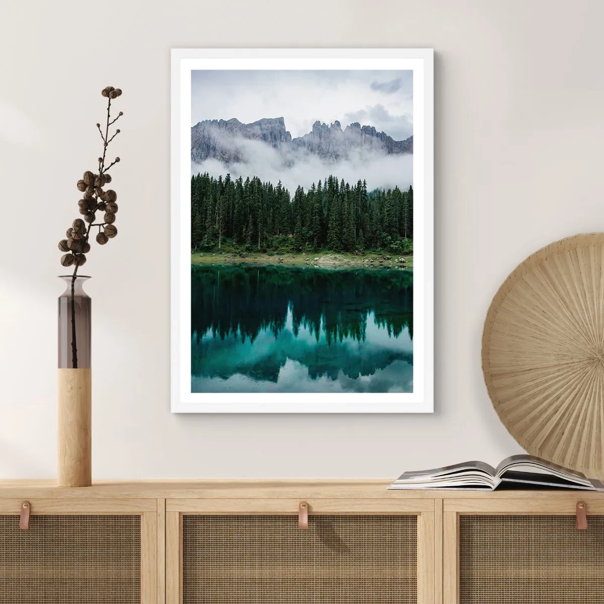 Pôster em moldura branca - Calma, silêncio, não vamos acordar a água... - 50x70 cm