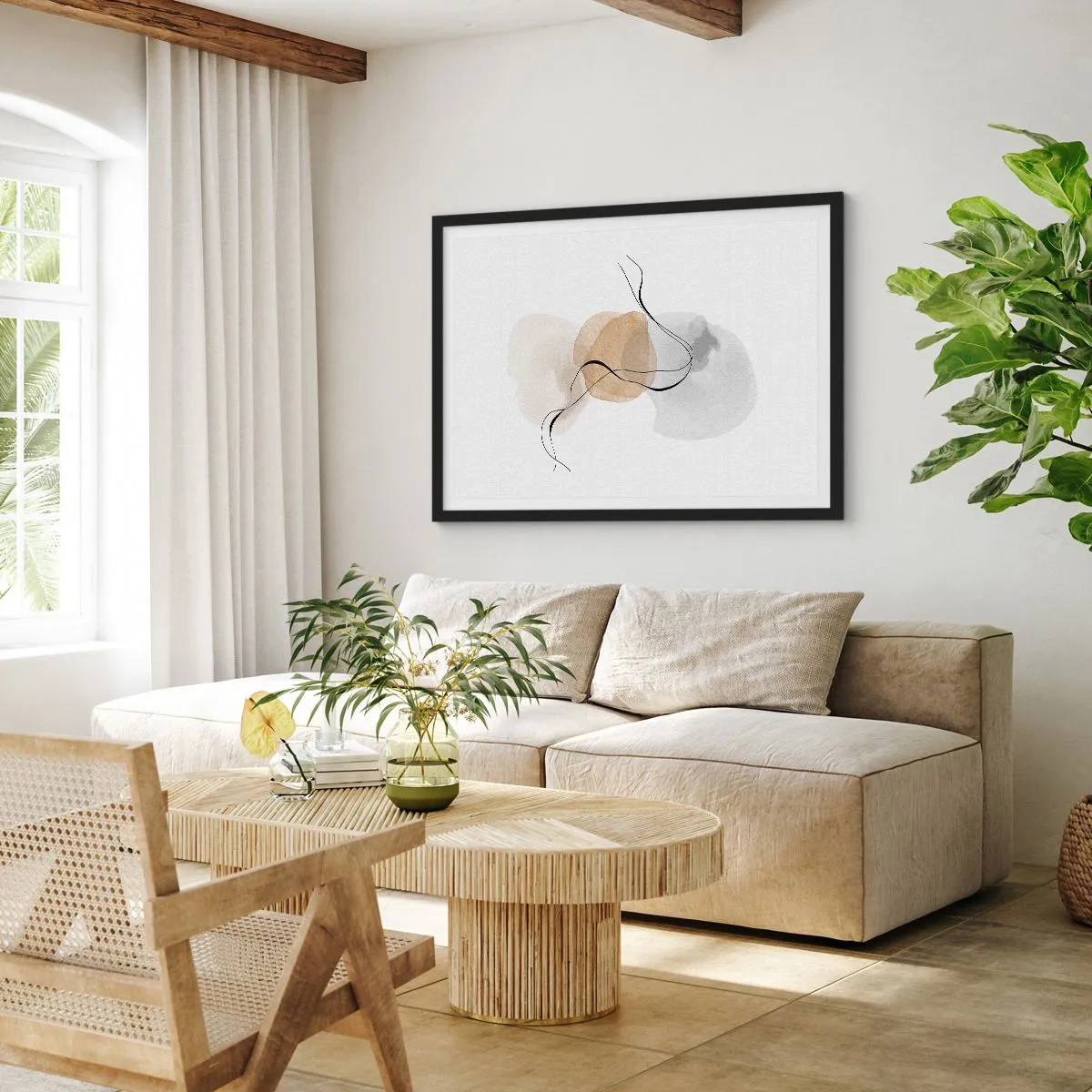 Pôster com moldura preta - Contas ao vento - 100x70 cm