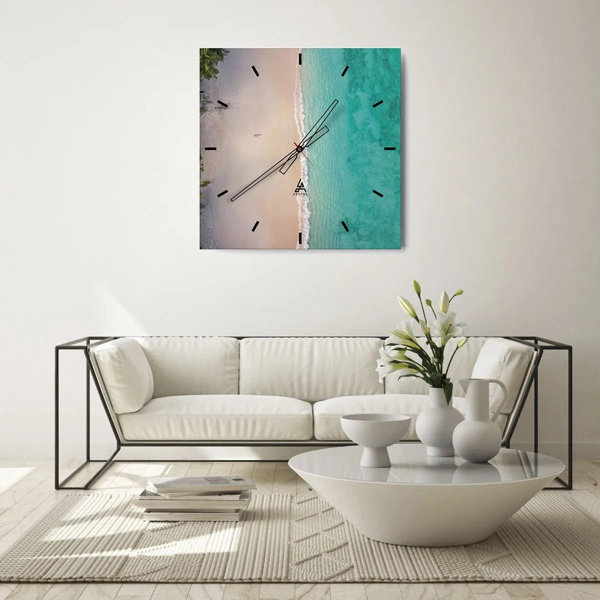 Relógio de parede - Relógio em vidro - Praia do paraíso - 30x30 cm