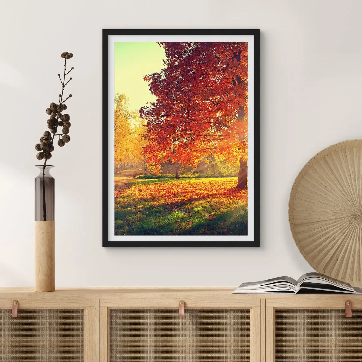 Pôster com moldura preta - O vermelho é lindo - 70x100 cm