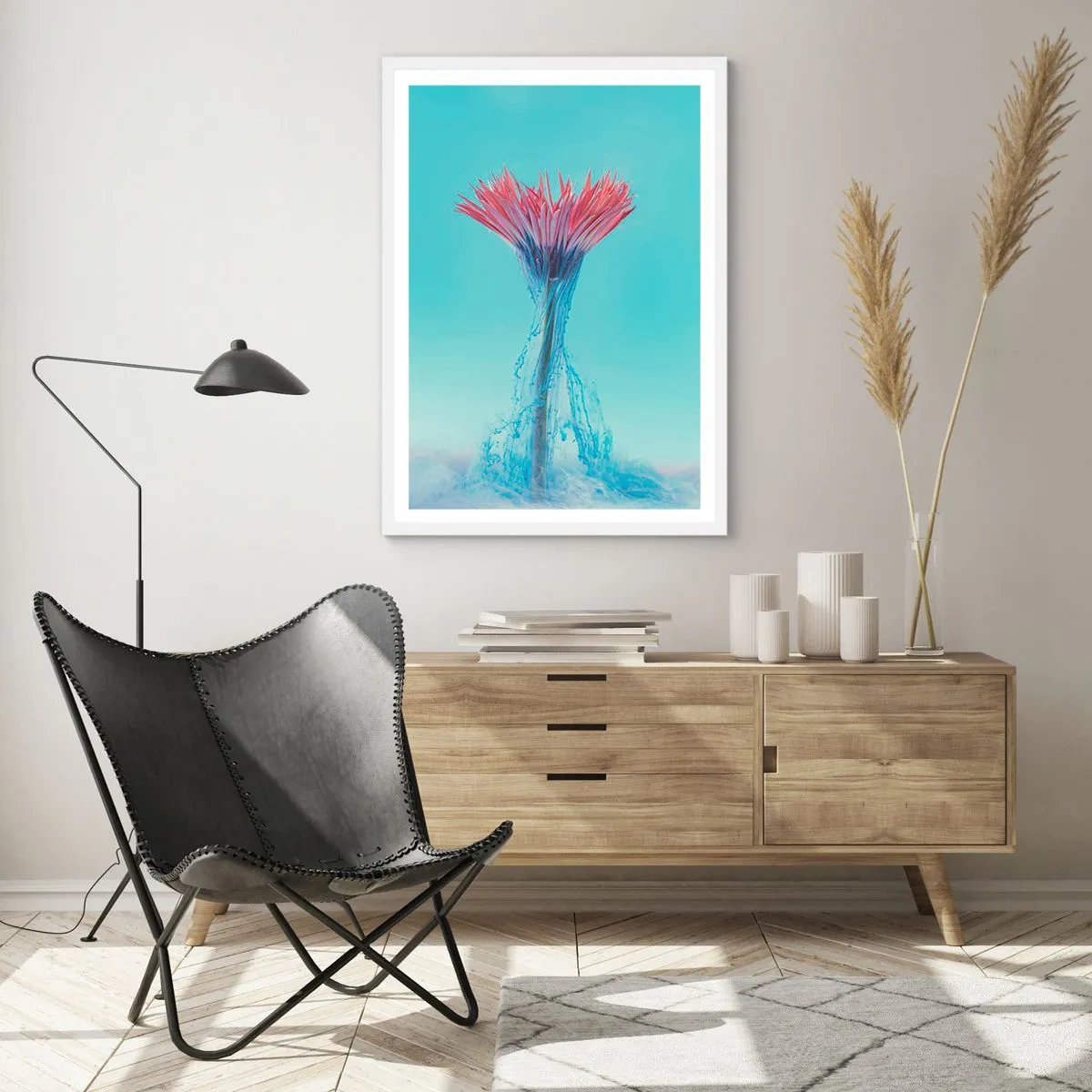 Pôster em moldura branca - Num abraço revigorante - 70x100 cm