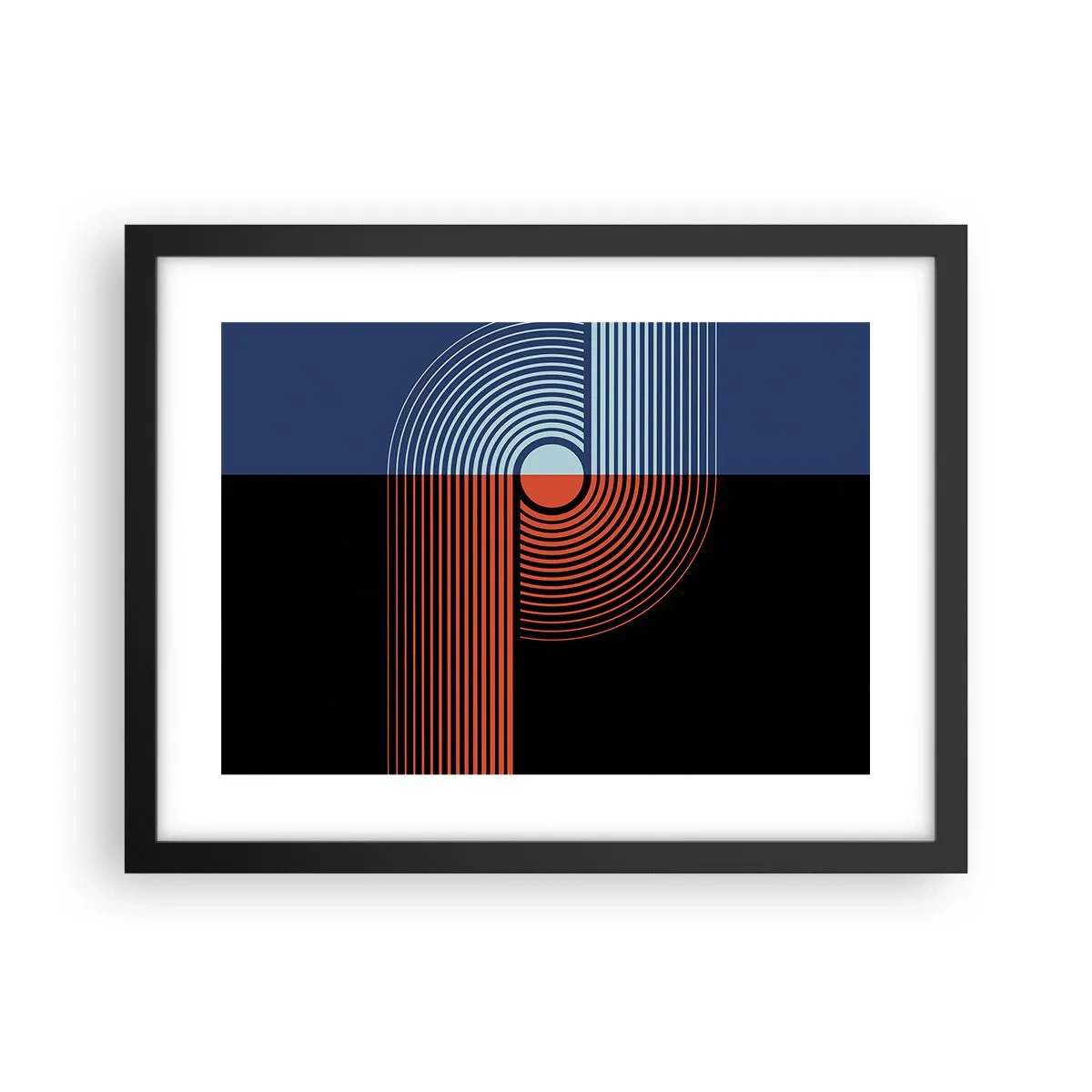 Pôster com moldura preta - Num abraço geométrico - 40x30 cm