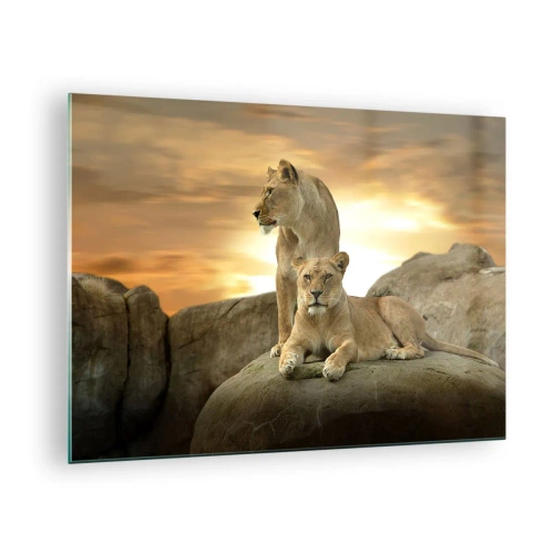 Quadro em vidro - Majestade Real - 70x50cm - Majestade real - Decoração de parede moderna para a sala de estar e quarto ARTTOR