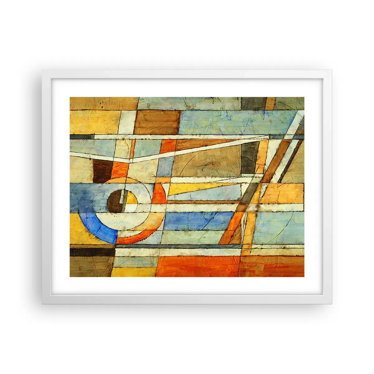 Pôster em moldura branca - Cubismo em construção - 50x40 cm