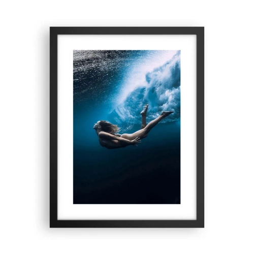 Pôster com moldura preta - Sereia moderna - 30x40 cm