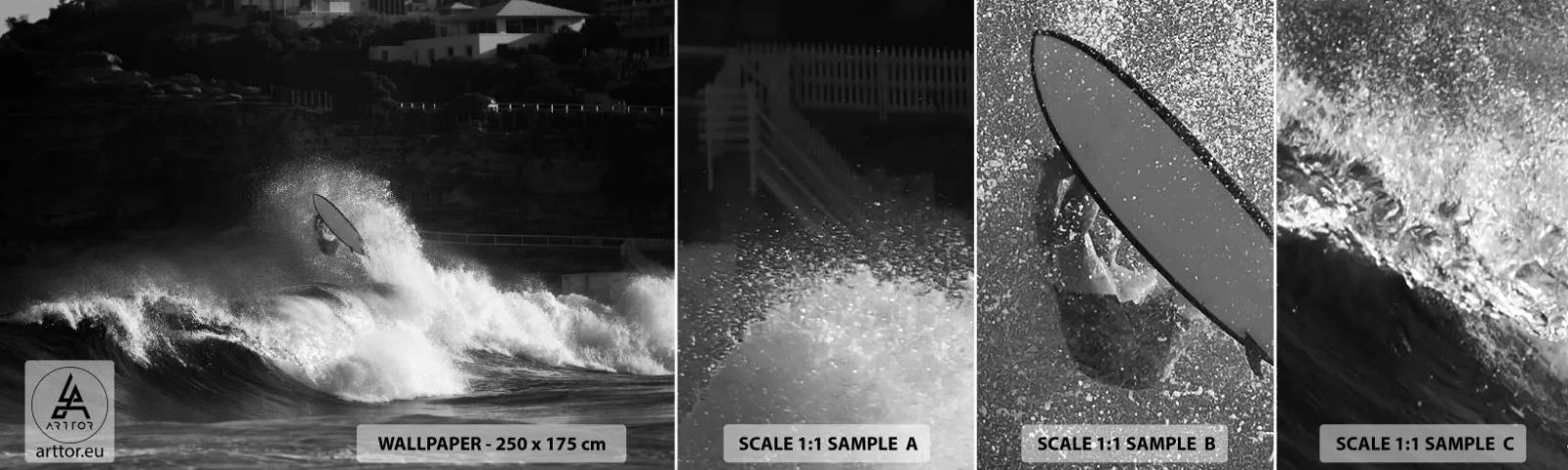 Amostra de Papel de Parede Standard Eco - Desafio aceito! - Surfar, Aceno, Esportes Aquáticos - 100x30 cm