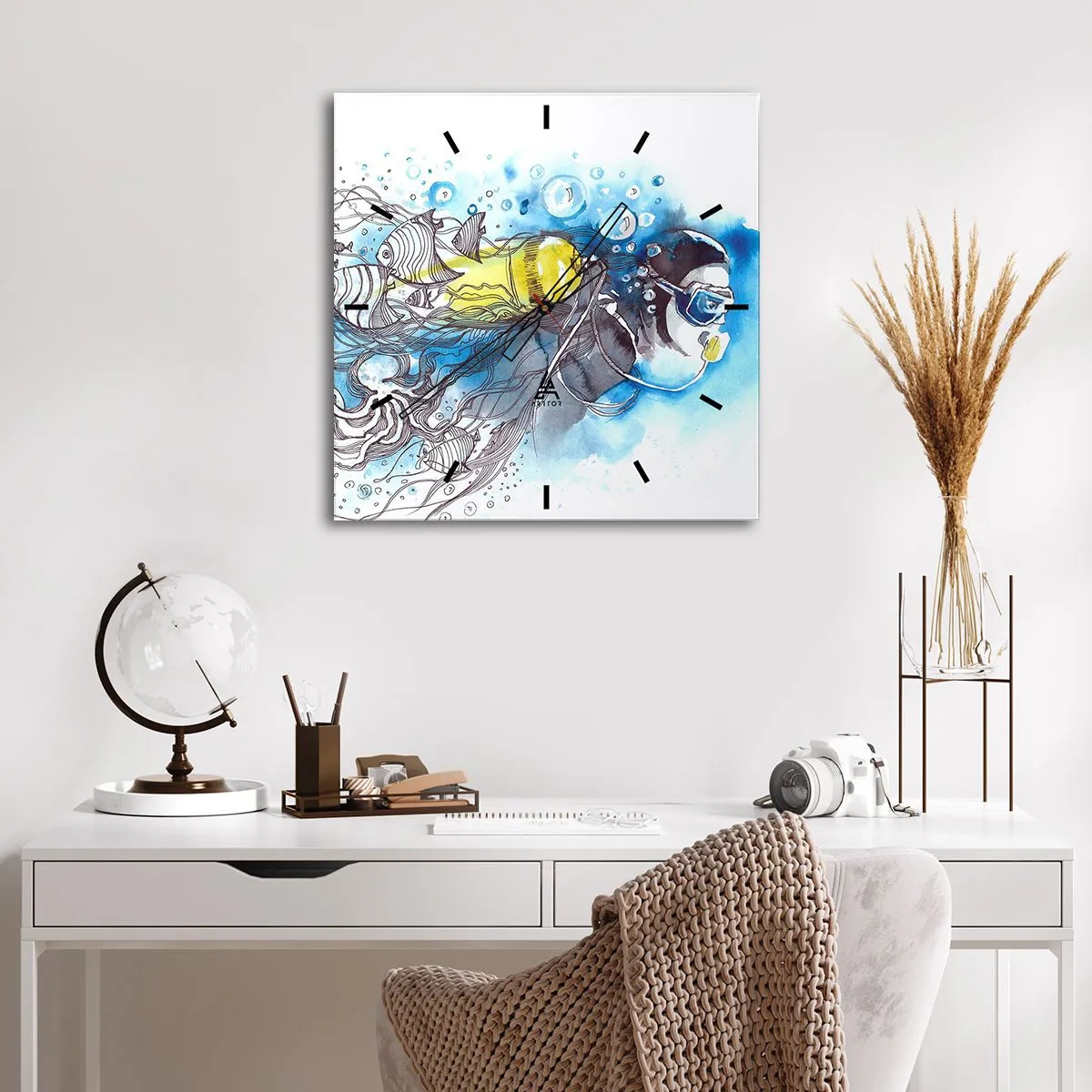 Relógio de parede - Relógio em vidro - Azul Infinito - 30x30 cm