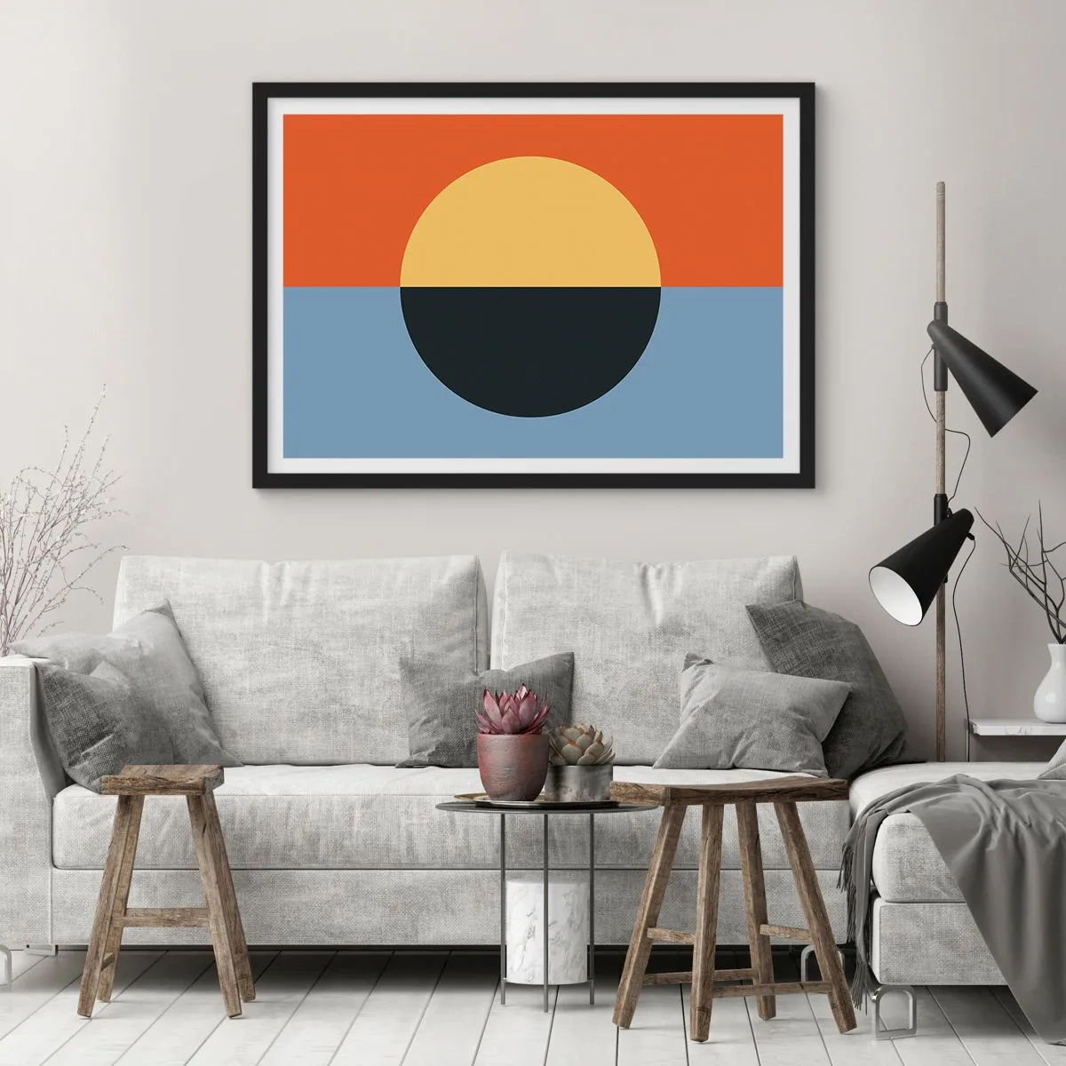 Pôster com moldura preta - Composição do calor e do frio - 70x50 cm