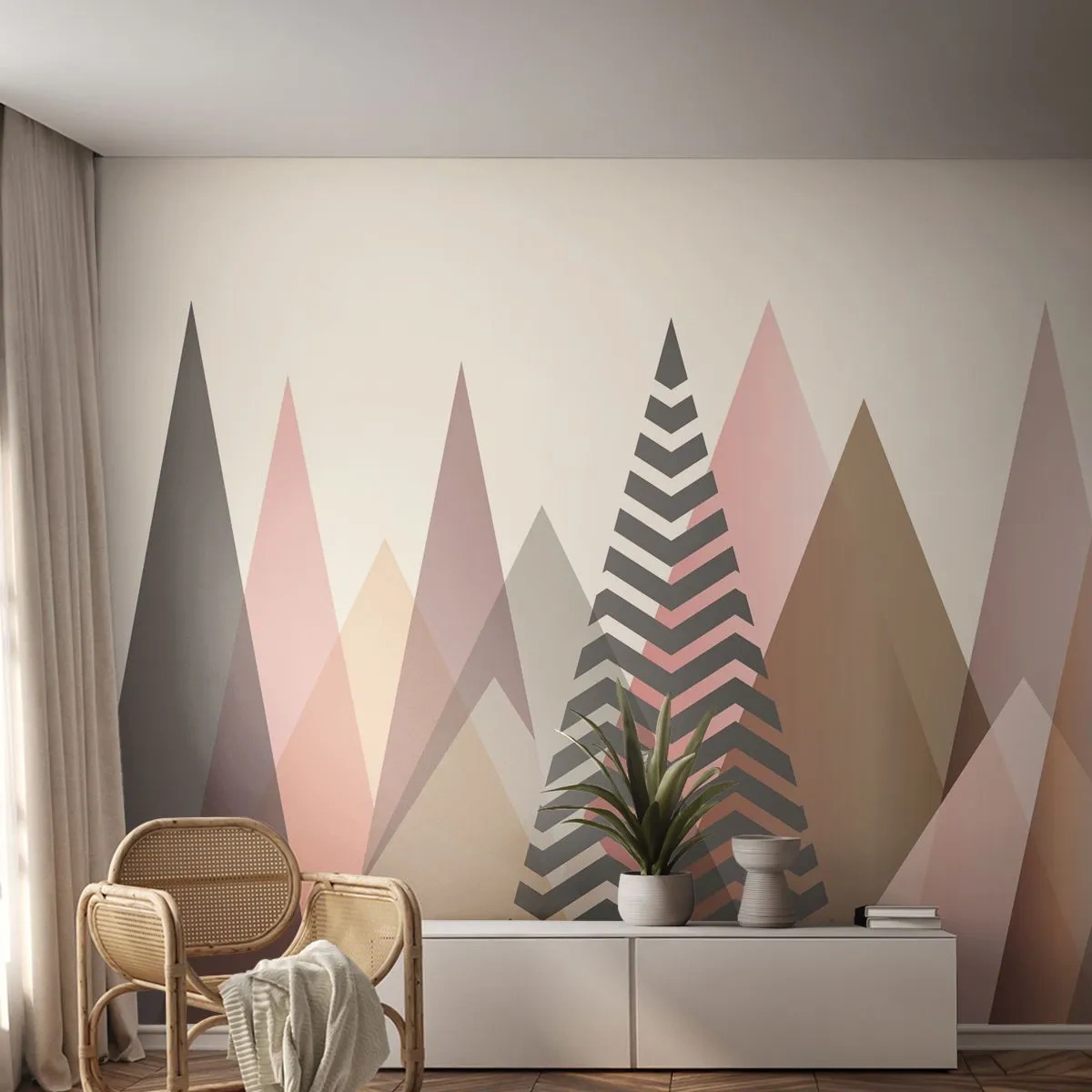 Papel de Parede Premium Sand - Vista piramidal - Abstração, Pedaço, Triângulos - 100x70 cm
