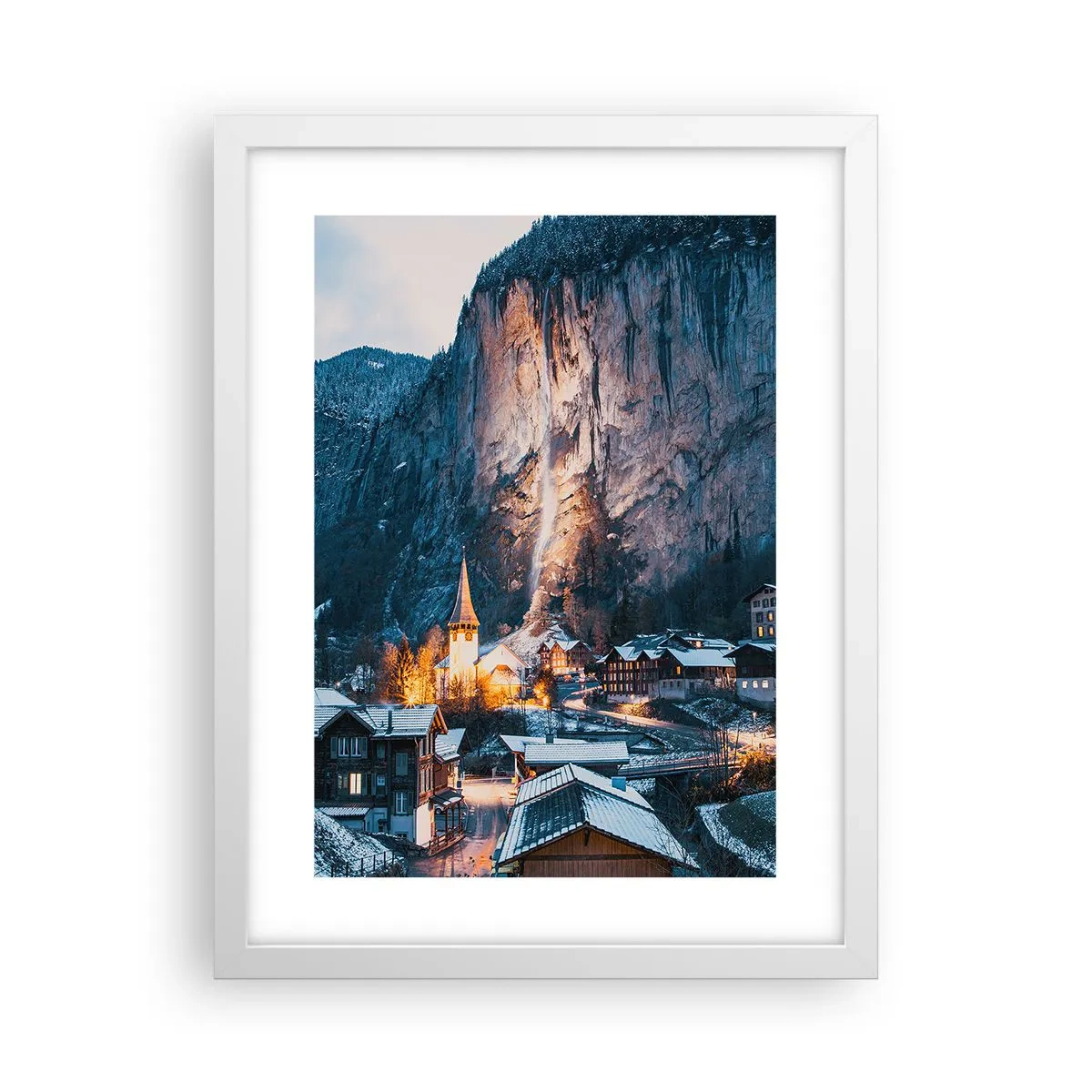 Pôster em moldura branca - O espírito luminoso do inverno - 30x40 cm