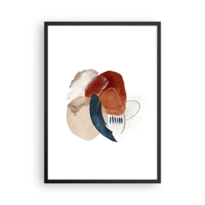 Pôster com moldura preta - Composição oval abstrata em cores quentes - 50x70cm - Composição oval - Decoração de parede moderna para a sala de estar e quarto ARTTOR