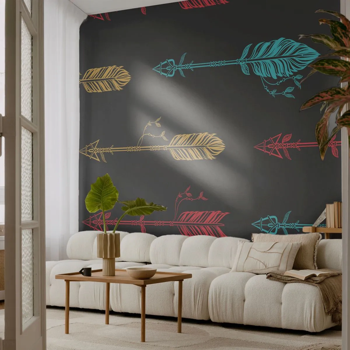 Papel de Parede Autocolante Deluxe Sticker - Em ordem - Abstração, Boho, Seta - 450x315 cm