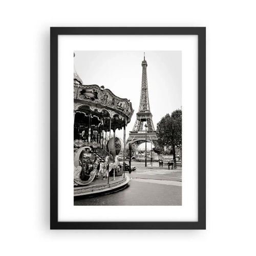 Pôster com moldura preta - Pensar em diversão é pensar em Paris - 30x40 cm