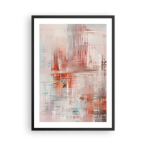 Pôster com moldura preta - Composição abstrata em tons de vermelho e azul - 50x70cm - Nebuloso. Mas rosa - Decoração de parede moderna para a sala de estar e quarto ARTTOR